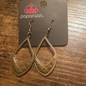 Paparazzi Gold and Tan Teardrop Earrings